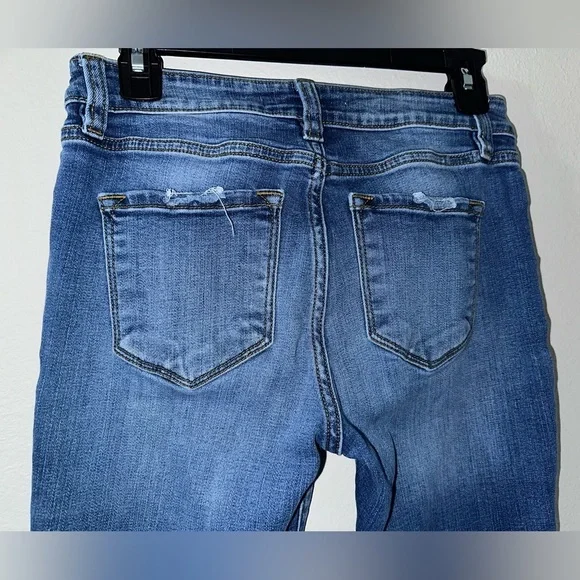 KanCan Blue Skinny Jeans with Stretch and Distressed Hem - Picture 4 of 6